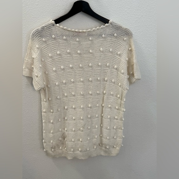 100% Cotton Handmade Elegant Cream Knit Top size L - Picture 3 of 3